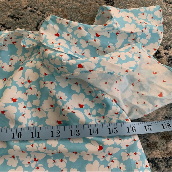 Tanya taylor blue and white floral sleeveless top - Picture 7 of 9